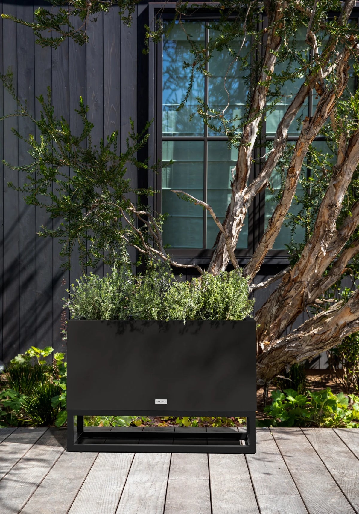 Veradek Block Series Raised Long Box Plastic Planter - (32 in., Black)