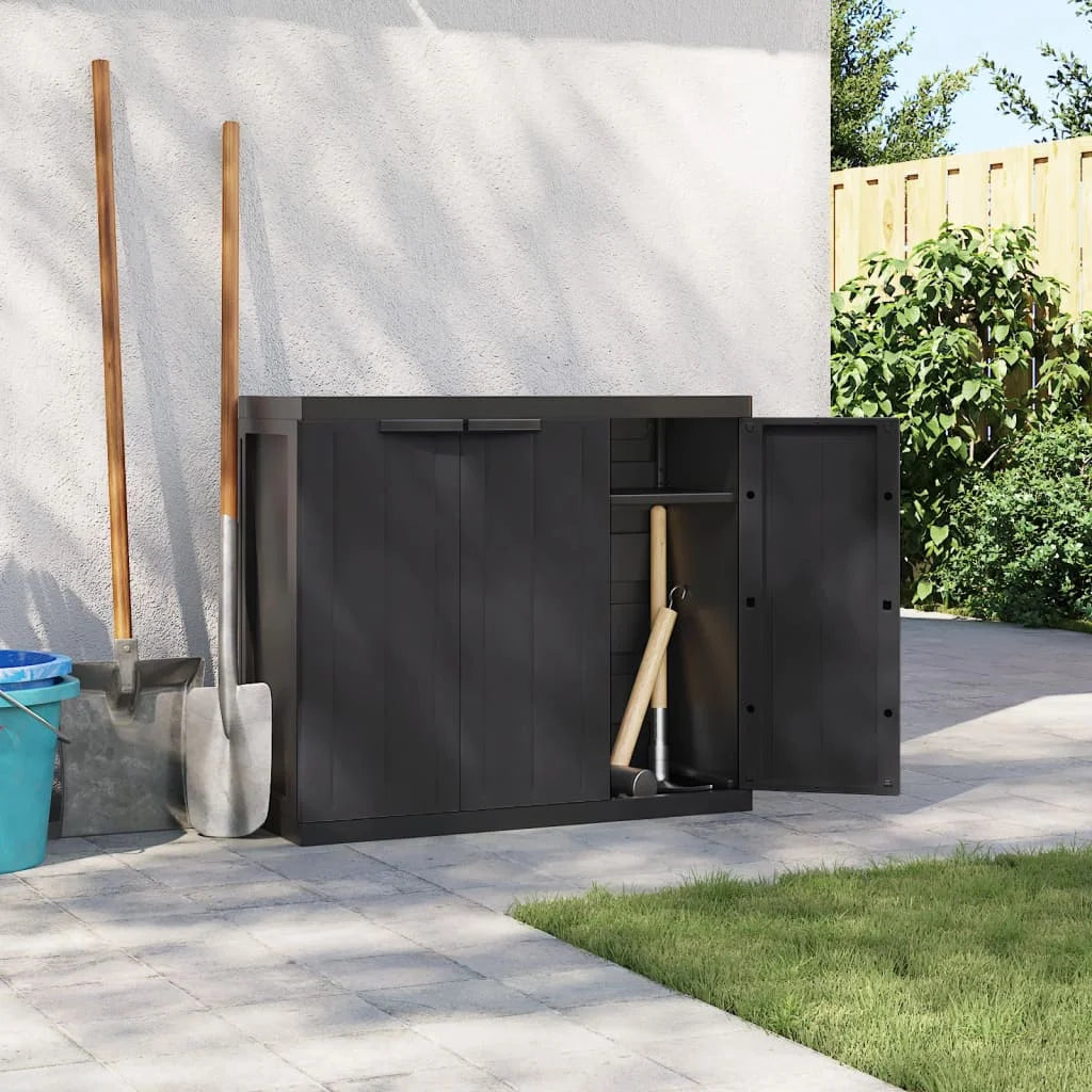 vidaXL Outdoor Storage Cabinet Black 25.6"x14.6"x33.5" PP