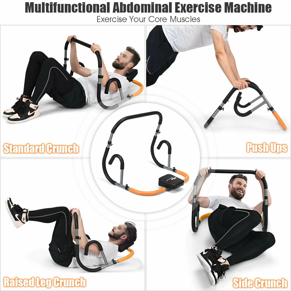 Ab Fitness Crunch Abdominal Exercise Workout Machine for Glider Roller & Pushup