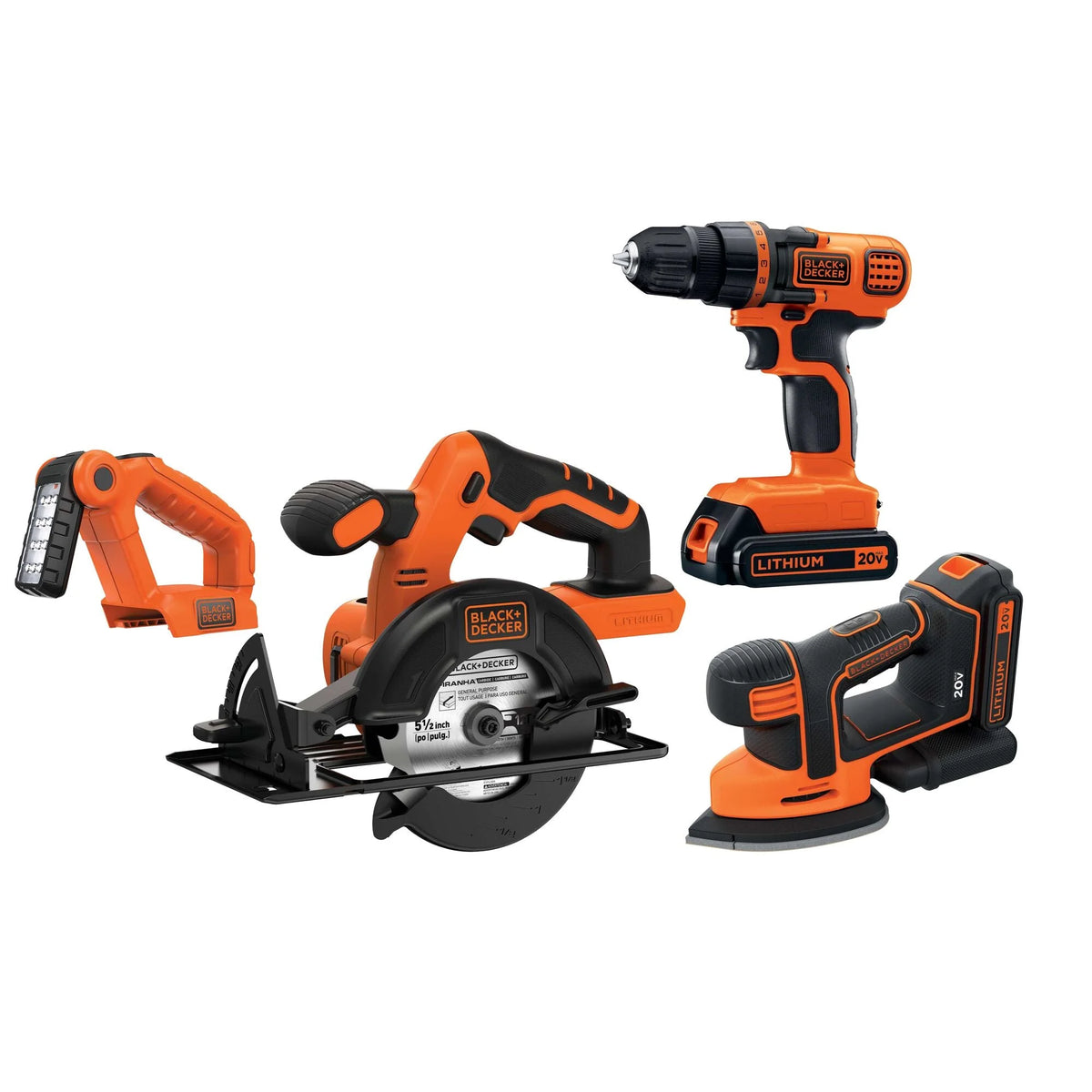 BLACK+DECKER 20V Cordless Tool Set, 1.5 Ah, 4 Piece, Battery and Charger Included