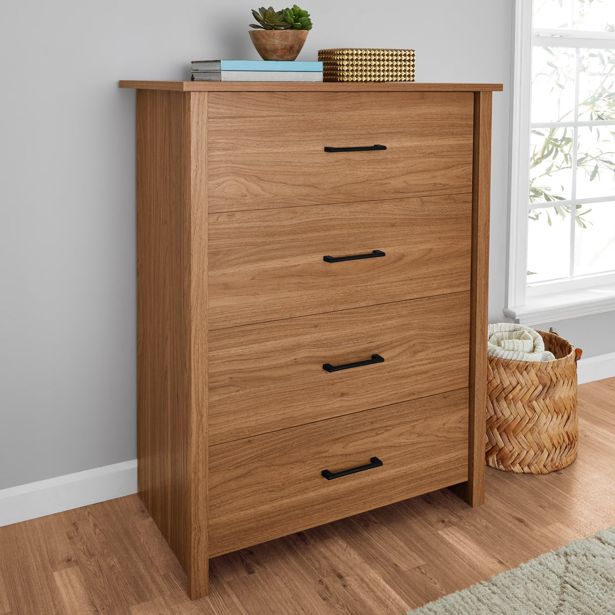 Mainstays Hillside 4-Drawer Dresser, Charcoal Finish