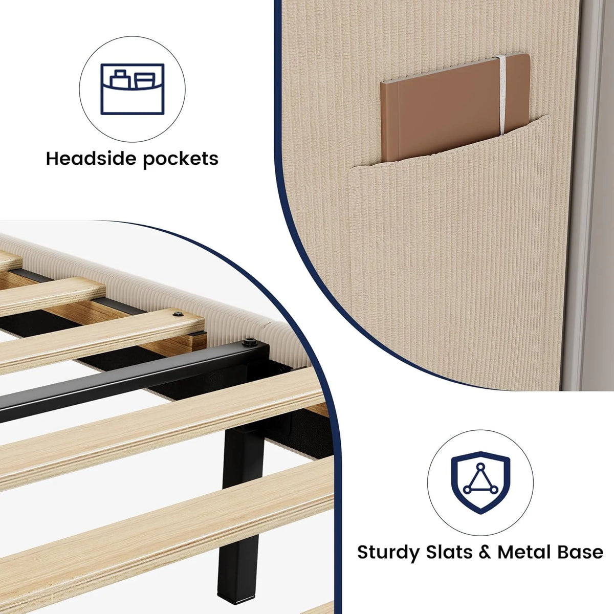 Full Size Bed Frame with Wingback Headboard,Luxurious Velvet Upholstered Platform Bed Frame with Wooden Slat Support,No Box Spring Required,Easy Assembly,Dark Gray