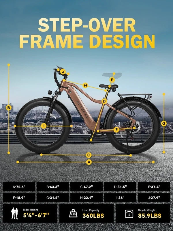 Actbest Electric Bike for Adults with Peak over 750W Brushless Motor, Over 20MPH Electric Mountain Bike, Removable Built-in Battery,26"×4 Fat Tires Ebikes for Adults,UL2849 (Gray)