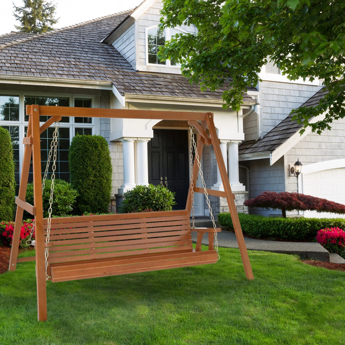 Zimtown Porch Swing Frame Swing Stand A-Frame 600lbs Wooden Carbonized 4FT