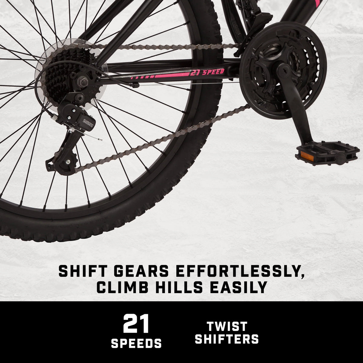 24-in. Excursion Unisex Mountain Bike, Black, 21 Speeds