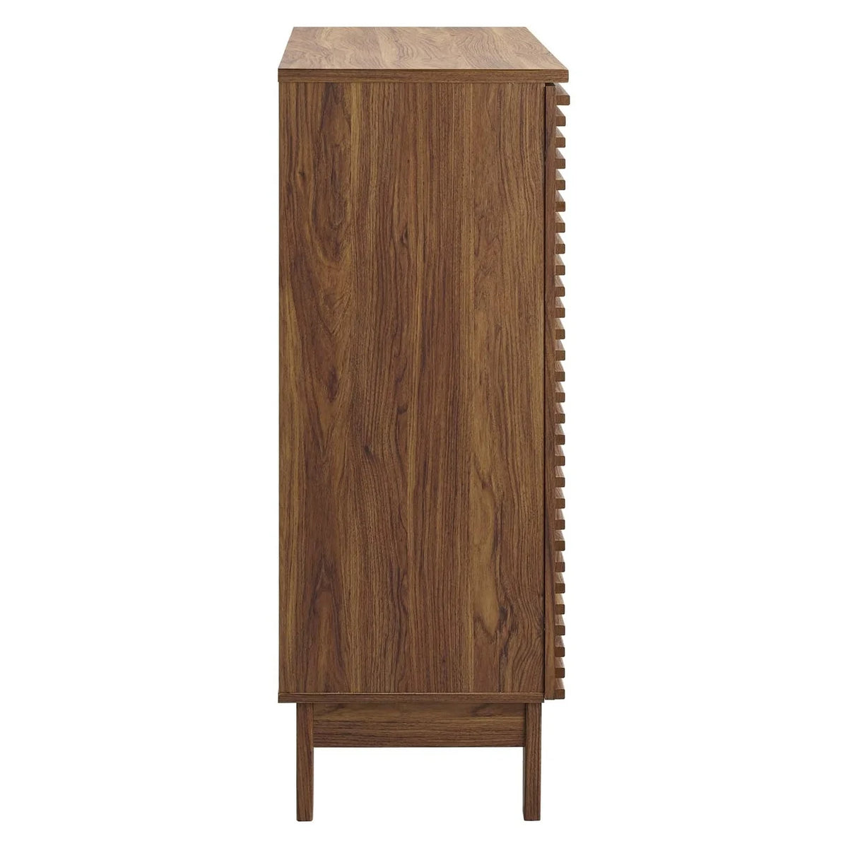 Modway Bar Cabinet with Slatted Door and 2 Drawers, Solidwood Walnut