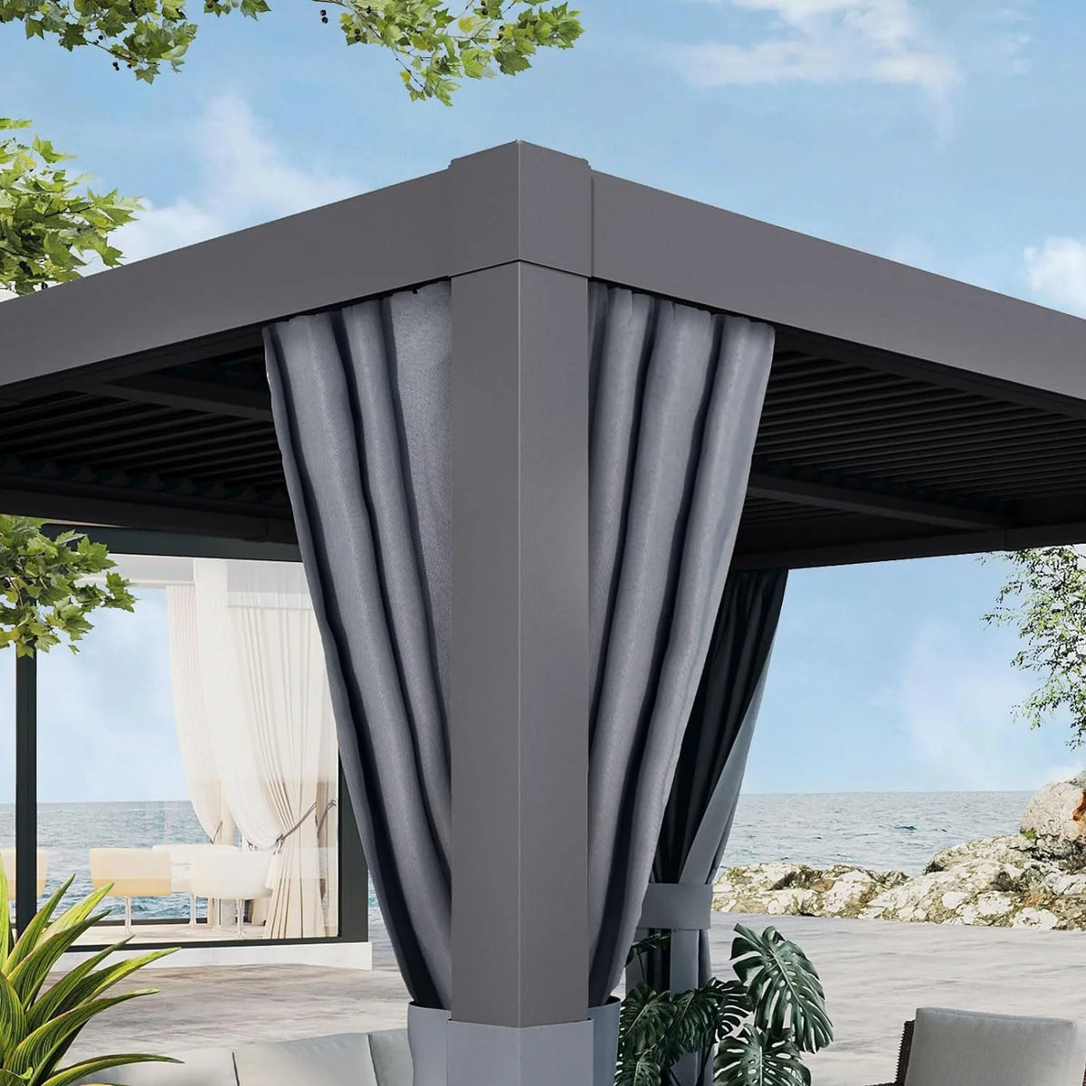 Aoxun 20' x 12' Louvered Pergola, Outdoor Aluminum Pergola with Adjustable Top for Decks, Gardens and Backyards, Gray