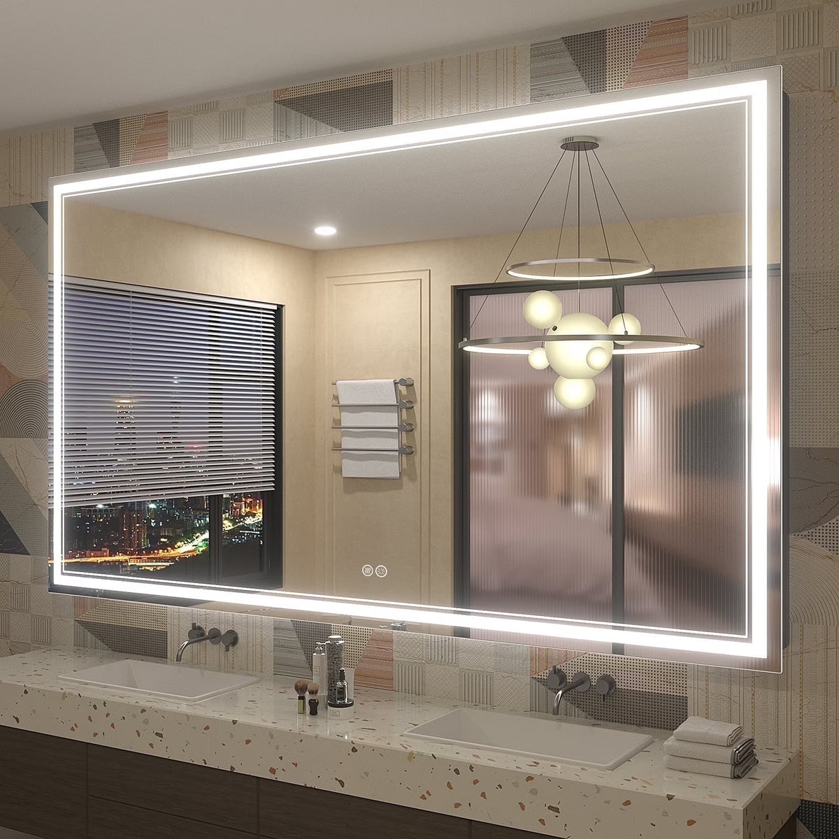 Frameless Frontlit LED Anti-fog Bathroom Vanity Mirror 96x36 inch