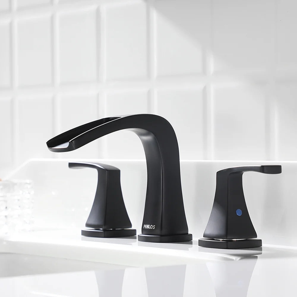 PARLOS Waterfall Widespread Two Handles Bathroom Sink Faucet , Polished Chrome