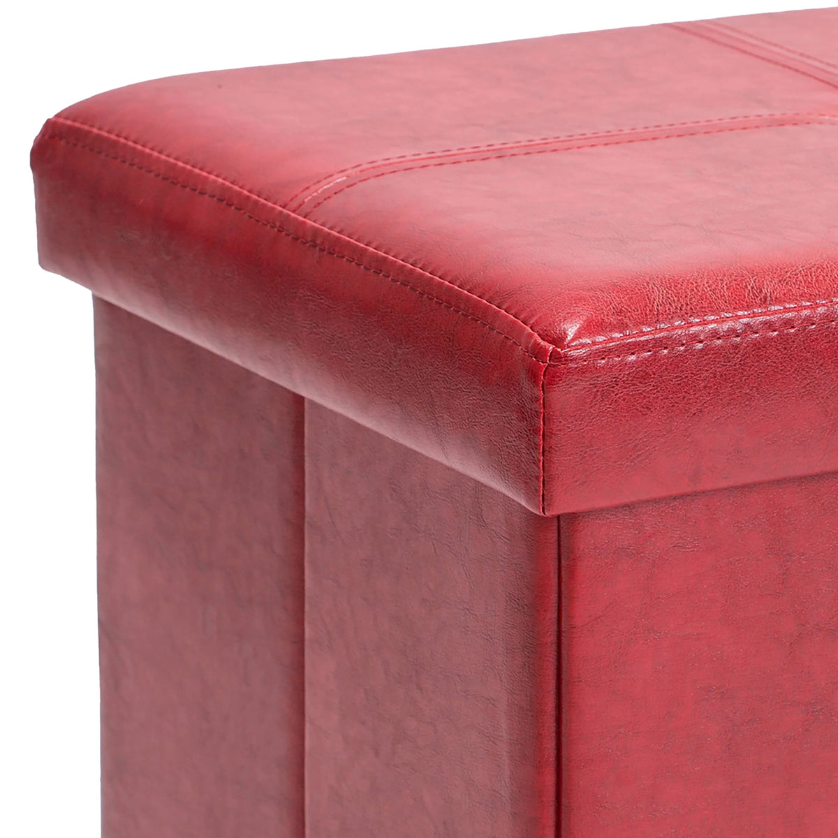Simplify Faux Leather Double Folding Storage Ottoman in Red