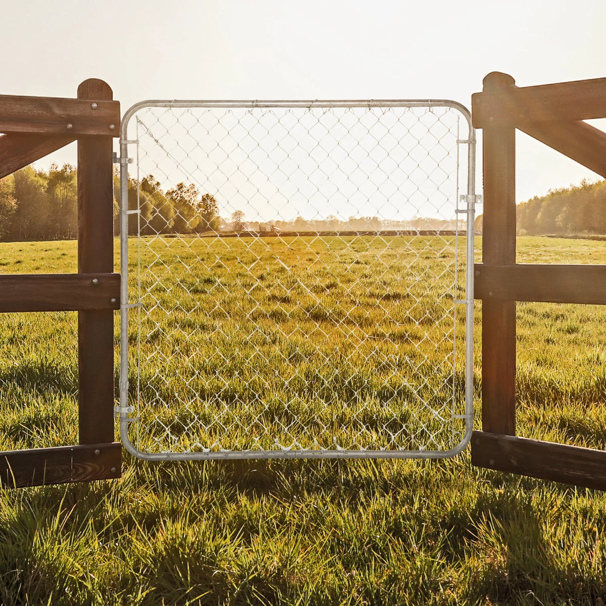 Adjust-A-Gate Fit-Right Chain Link Gate Kit with Square Corner Frame, Black