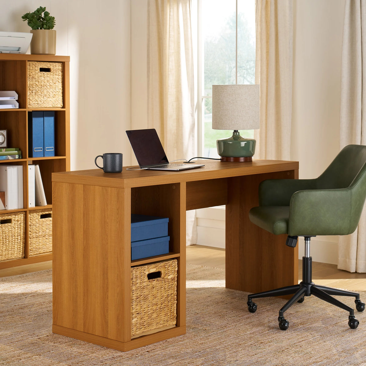 Better Homes & Gardens Cube Storage Office Desk, White Texture