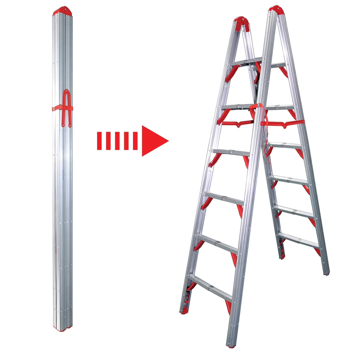 Telesteps 7ft Double-Sided STIK Step Ladder �C Folds to 4x4, 250lb (700FLD)
