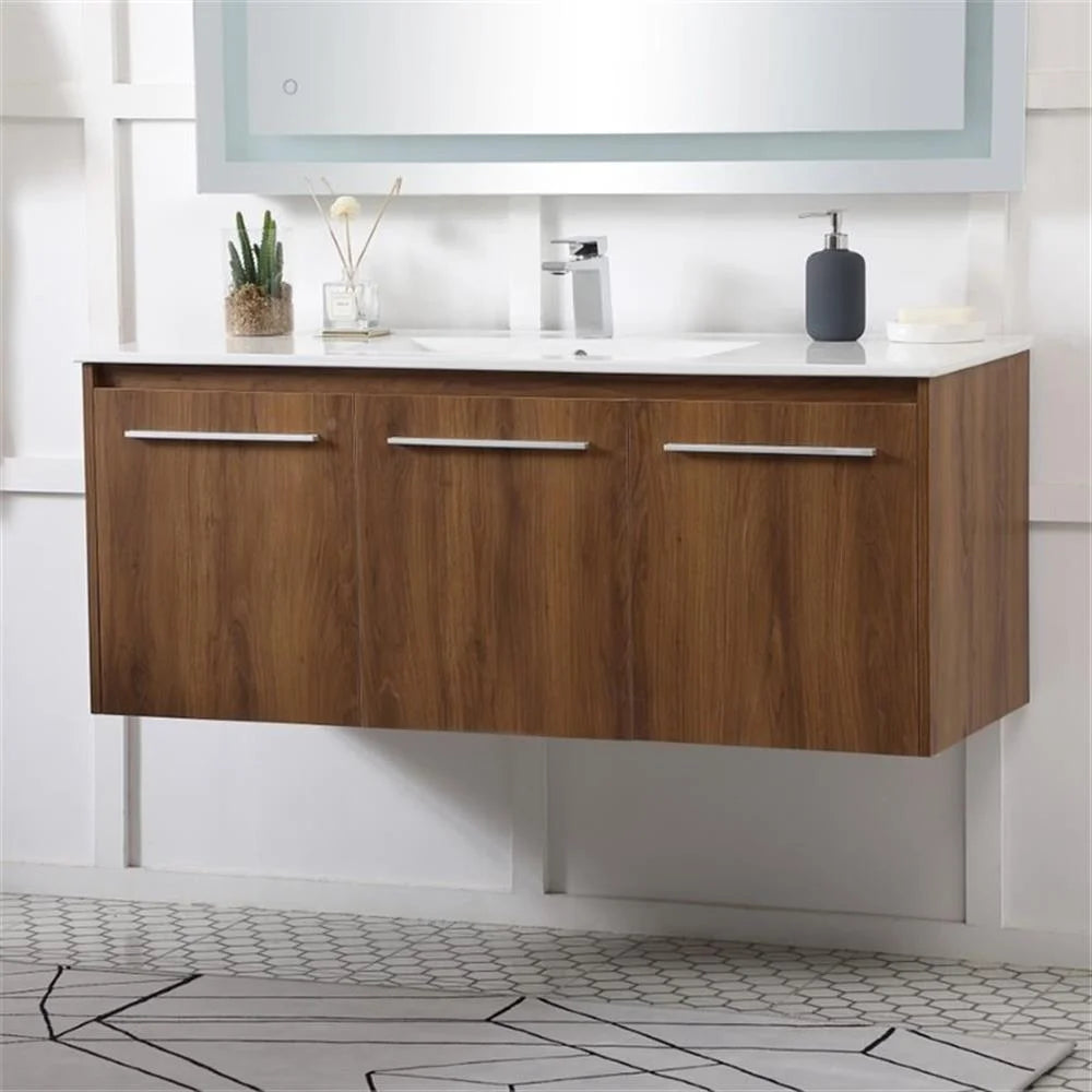 Elegant Kitchen and Bath 48 Inch  Single Bathroom Floating Vanity In Concrete Grey