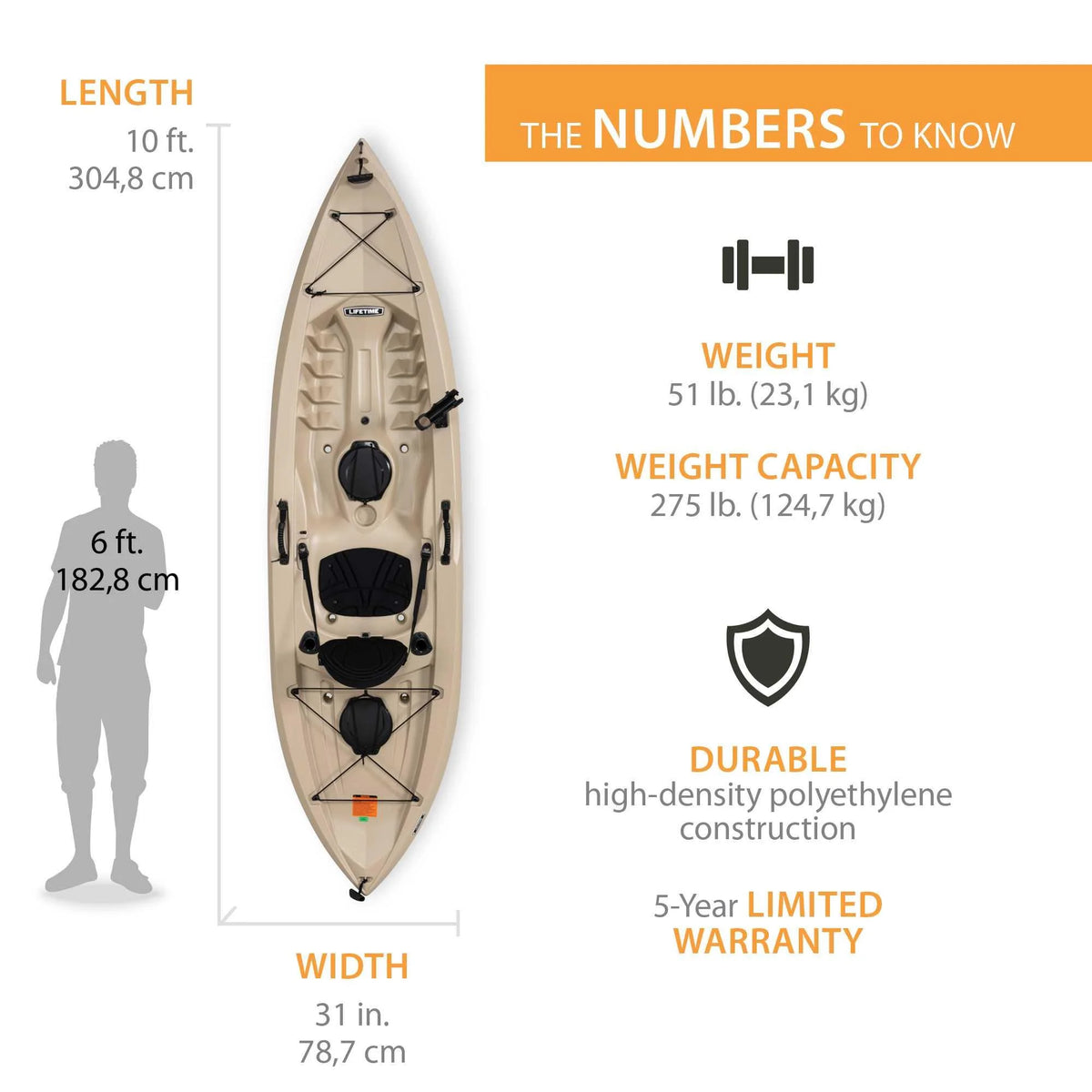 Lifetime Tamarack Angler 10 ft. Fishing Kayak, Volcano Fusion (91340)