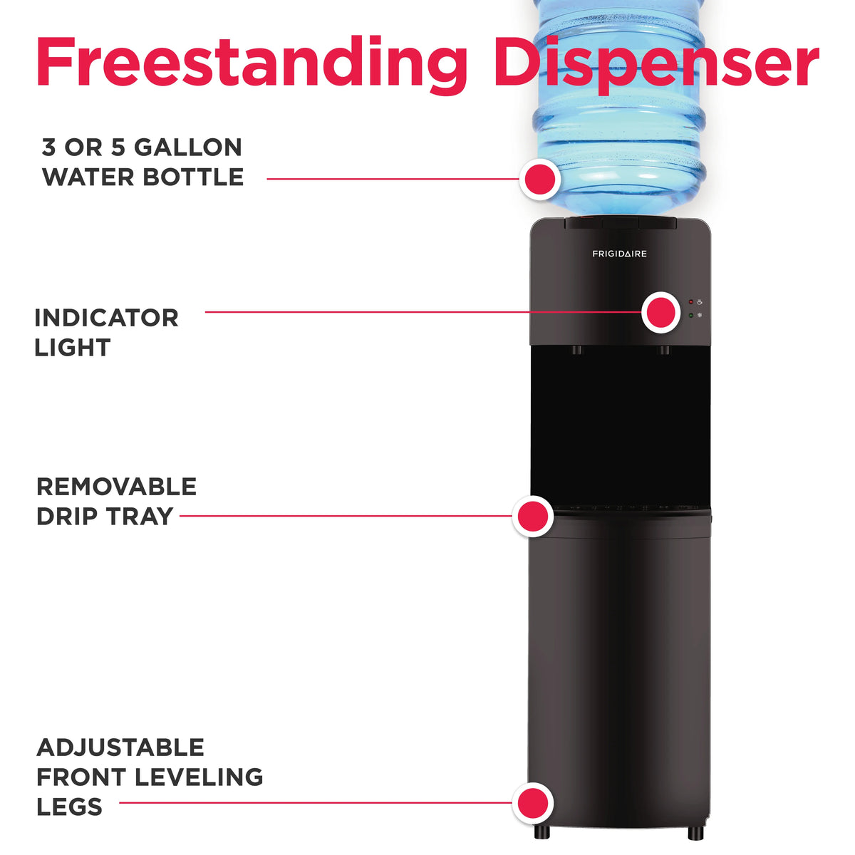 Frigidaire, Top Loading Hot and Cold Water Dispenser, White
