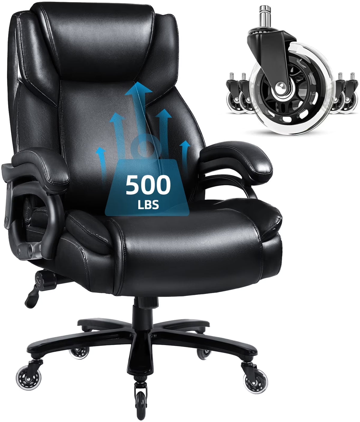 Waleaf Heavy Duty Big and Tall Office Chair 500lbs with Adjustable Lumbar Support,High Back Office Chair for Adults
