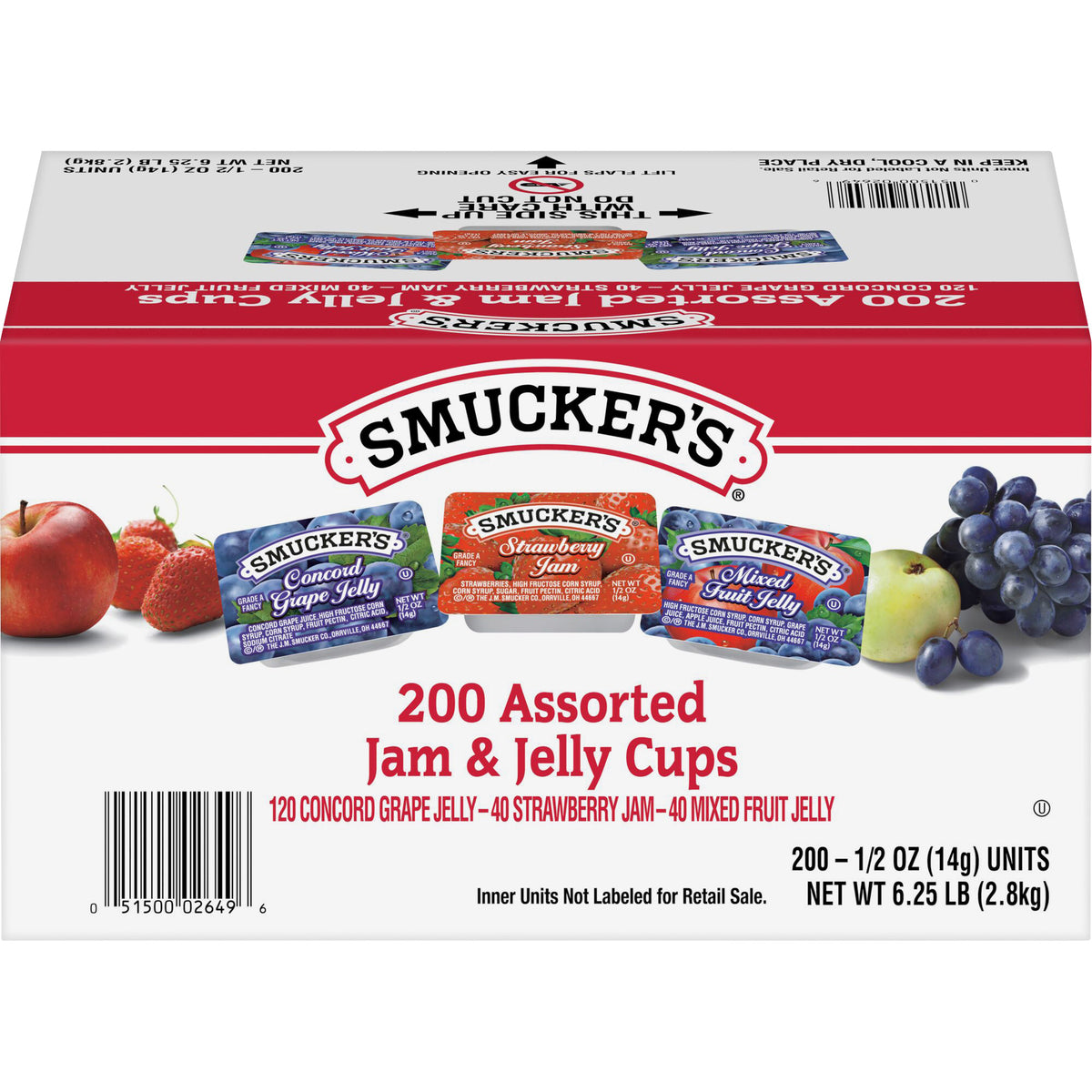 Smucker's Assorted Jam & Jelly Cups, 0.5 oz, 200-count