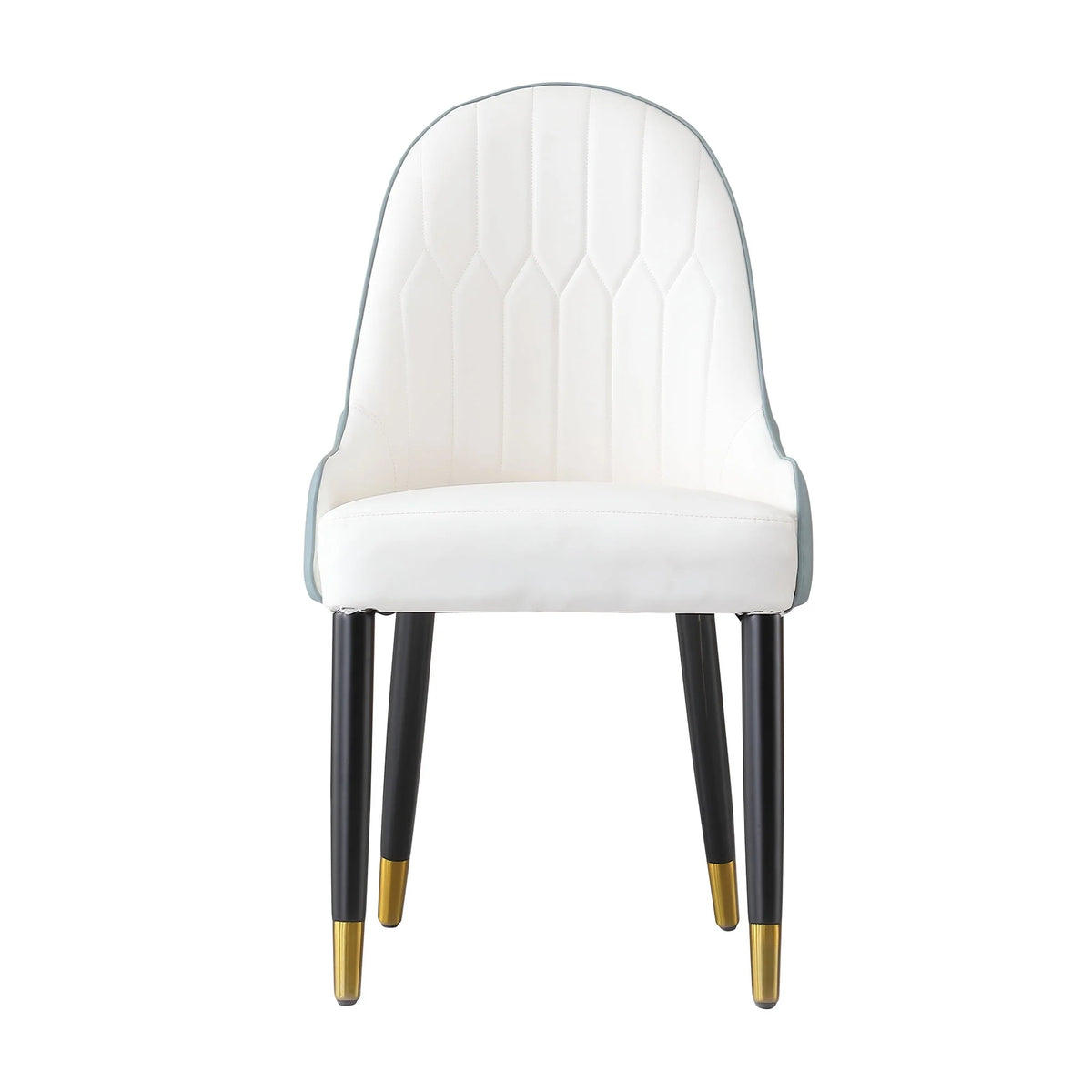 Leavader Set of 2 Modern PU Leather Finish White and Green Dining Chairs for Dining Room