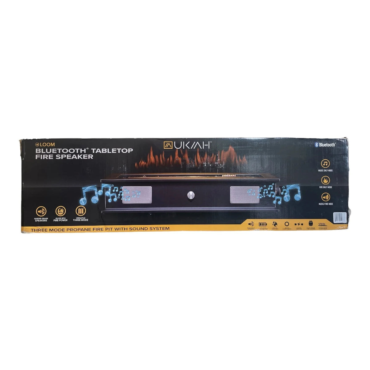 Ukiah Rechargeable Bluetooth Tabletop Propane Fire Pit Speaker 40,000 BTU Output