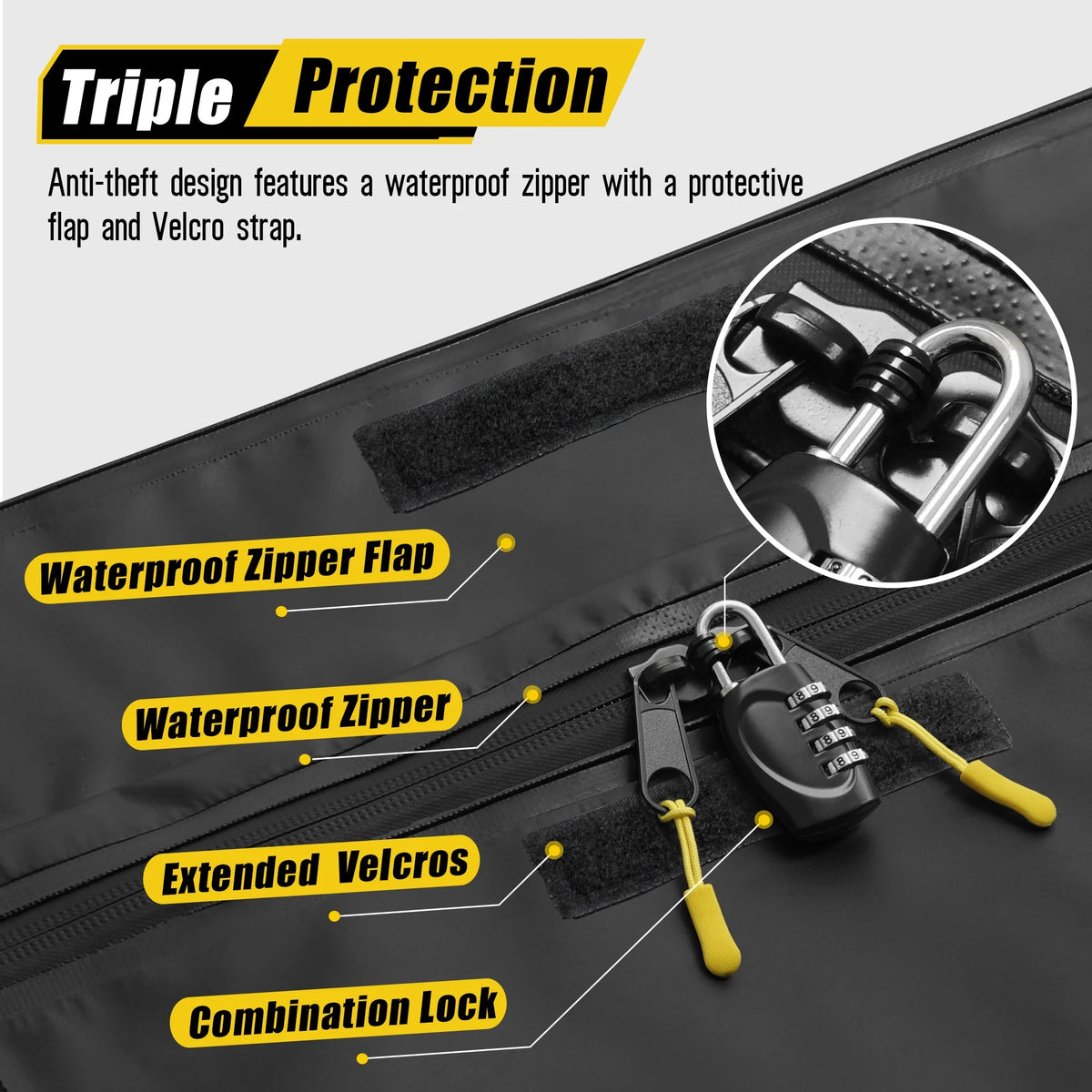 Arksen 29 Cubic Feet Waterproof Roof Top Luggage Storage Bag Heavy Duty Car Carrier Rooftop Bag W/ 12 Reinforced Straps, External Anti-slip Mat, 8 Door Hooks, For All Vechicles With/Without Rack