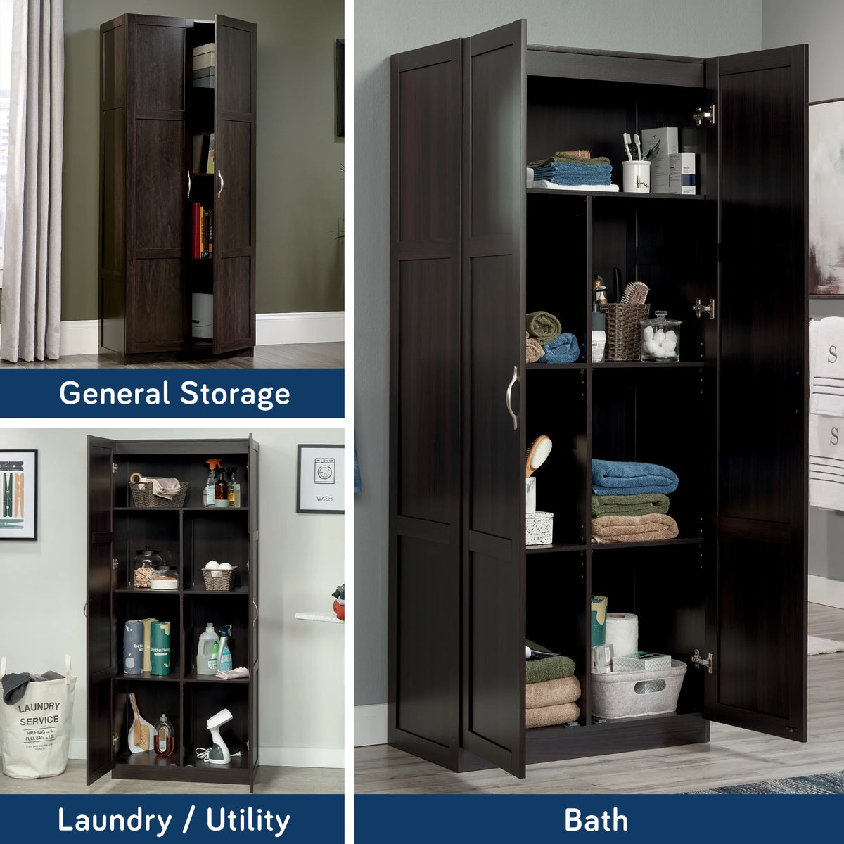 Sauder Select 2 Door Storage Cabinet, Reclaimed Pine Finish