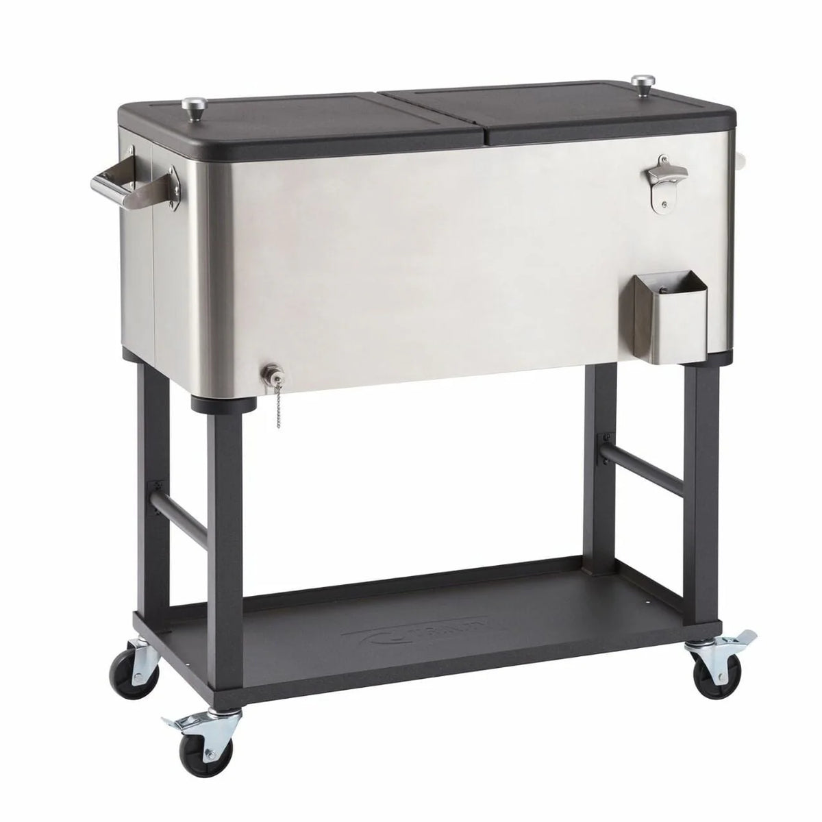Trinity 80 Quart Steel Cooler w/ Shelf on Wheels
