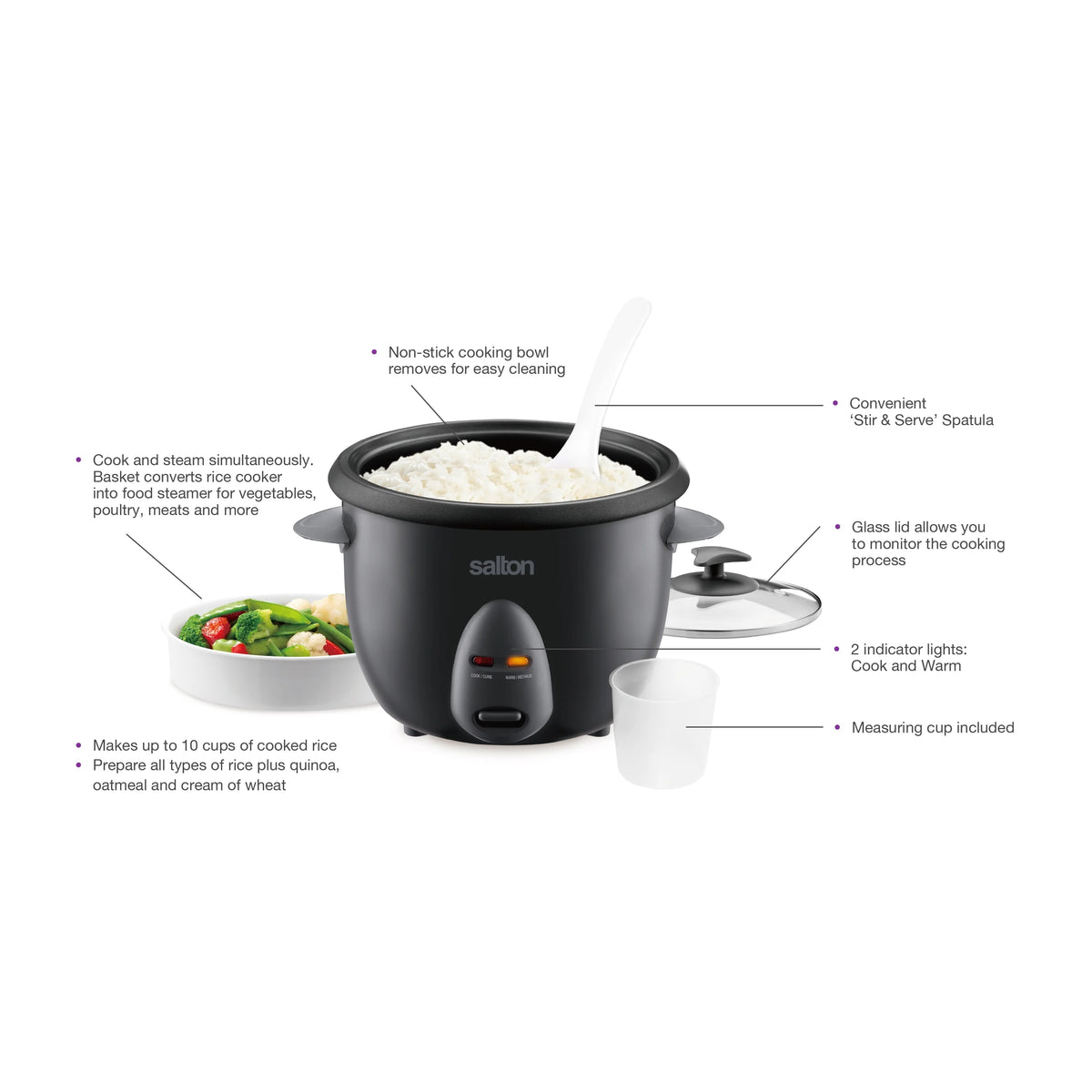 Salton Automatic Rice Cooker & Steamer - 10 Cup