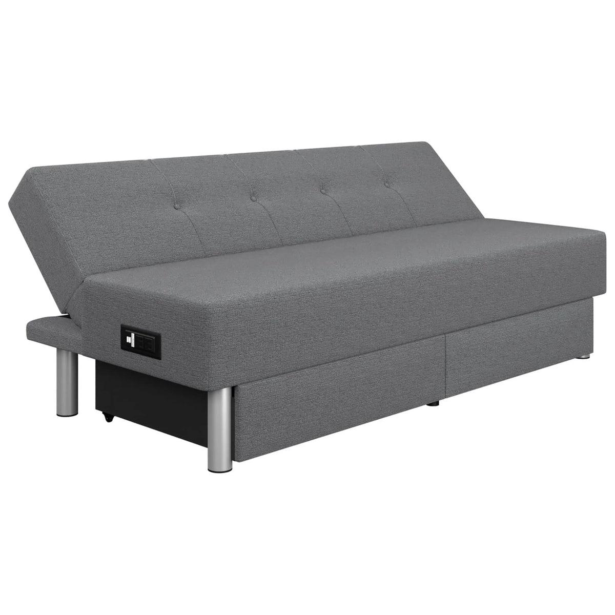 Serta Windsor Futon with Storage and Power, Gray Fabric