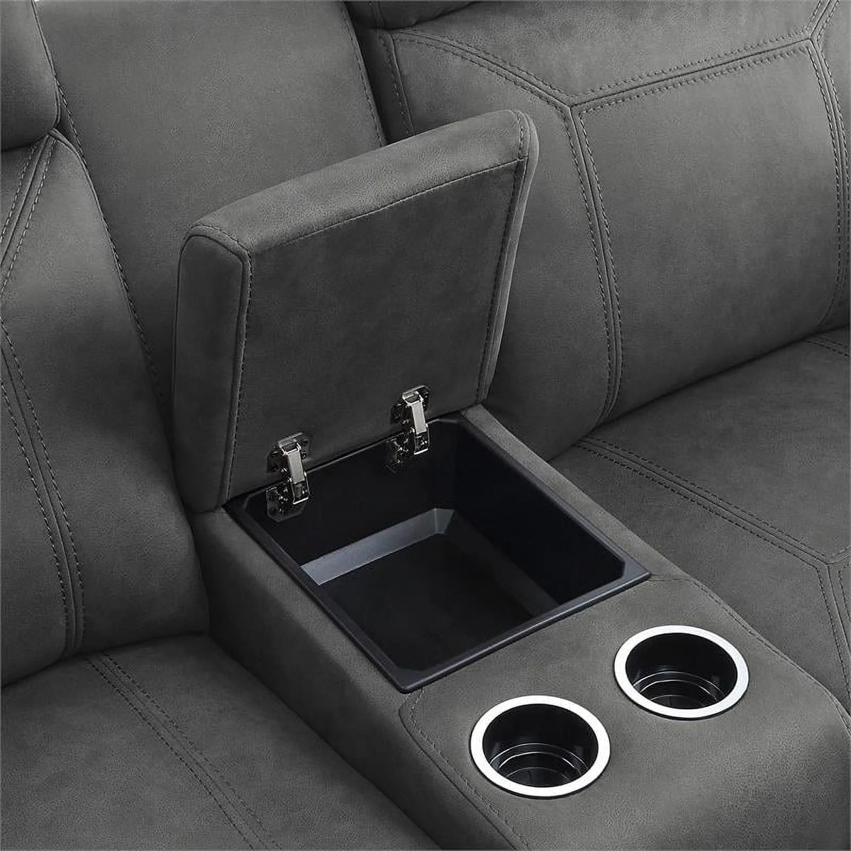 Lexicon Clifton 76" Microfiber Double Glider Reclining Love Seat in Gray