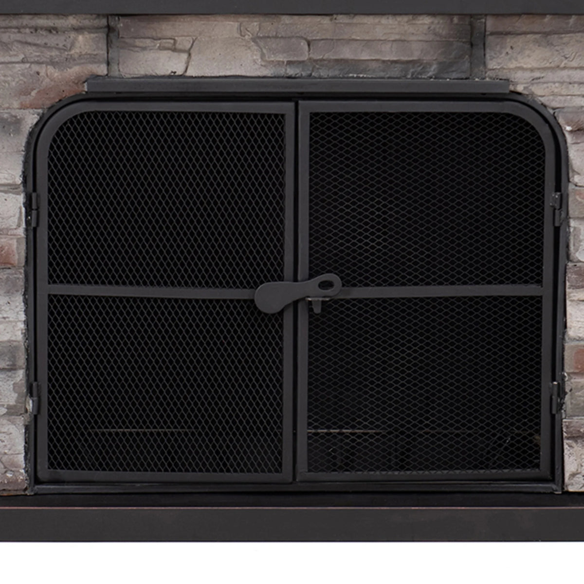 SUNJOY Outdoor 48 inch Steel Wood Burning Stone Fireplace with Fire Poker and Removable Grate