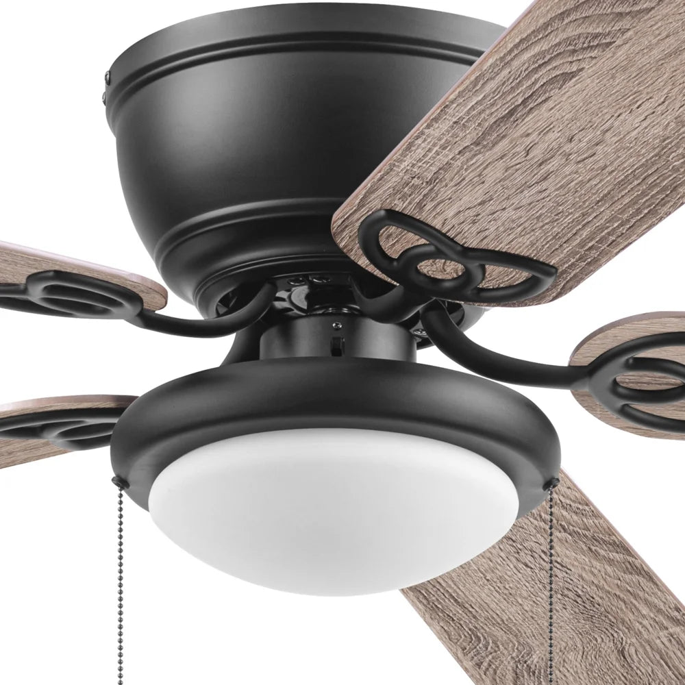 Mainstays 52" Black Traditional Indoor Ceiling Fan with Light, Pull Chain Control & Reverse Airflow