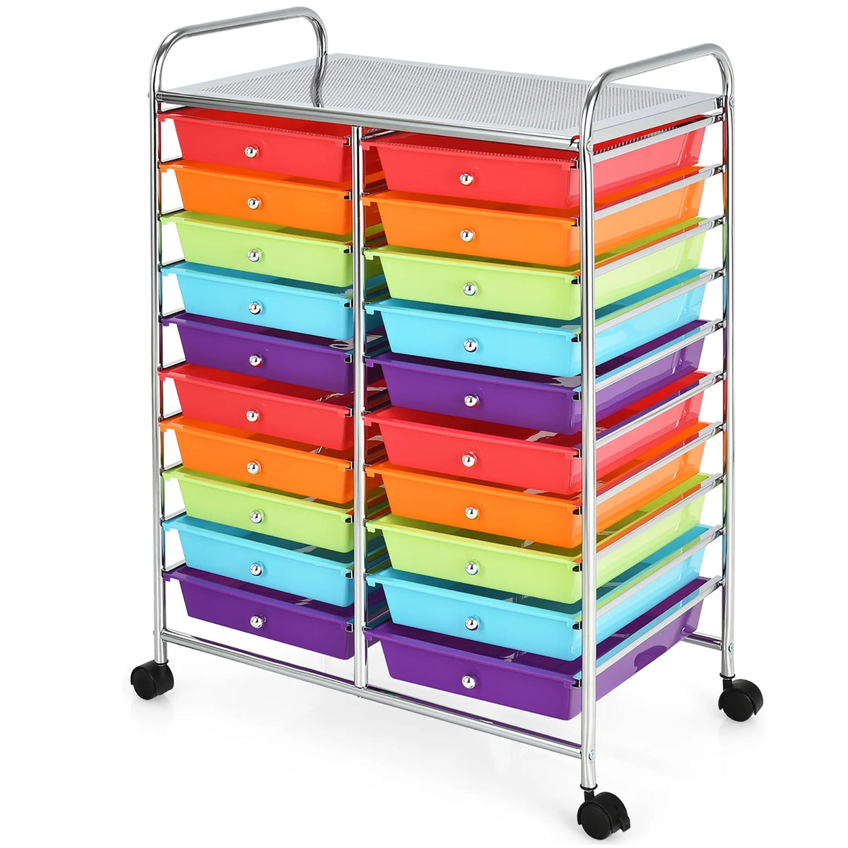 Costway 20 Drawer Rolling Storage Cart Tools Scrapbook Paper Office School Organizer Yellow