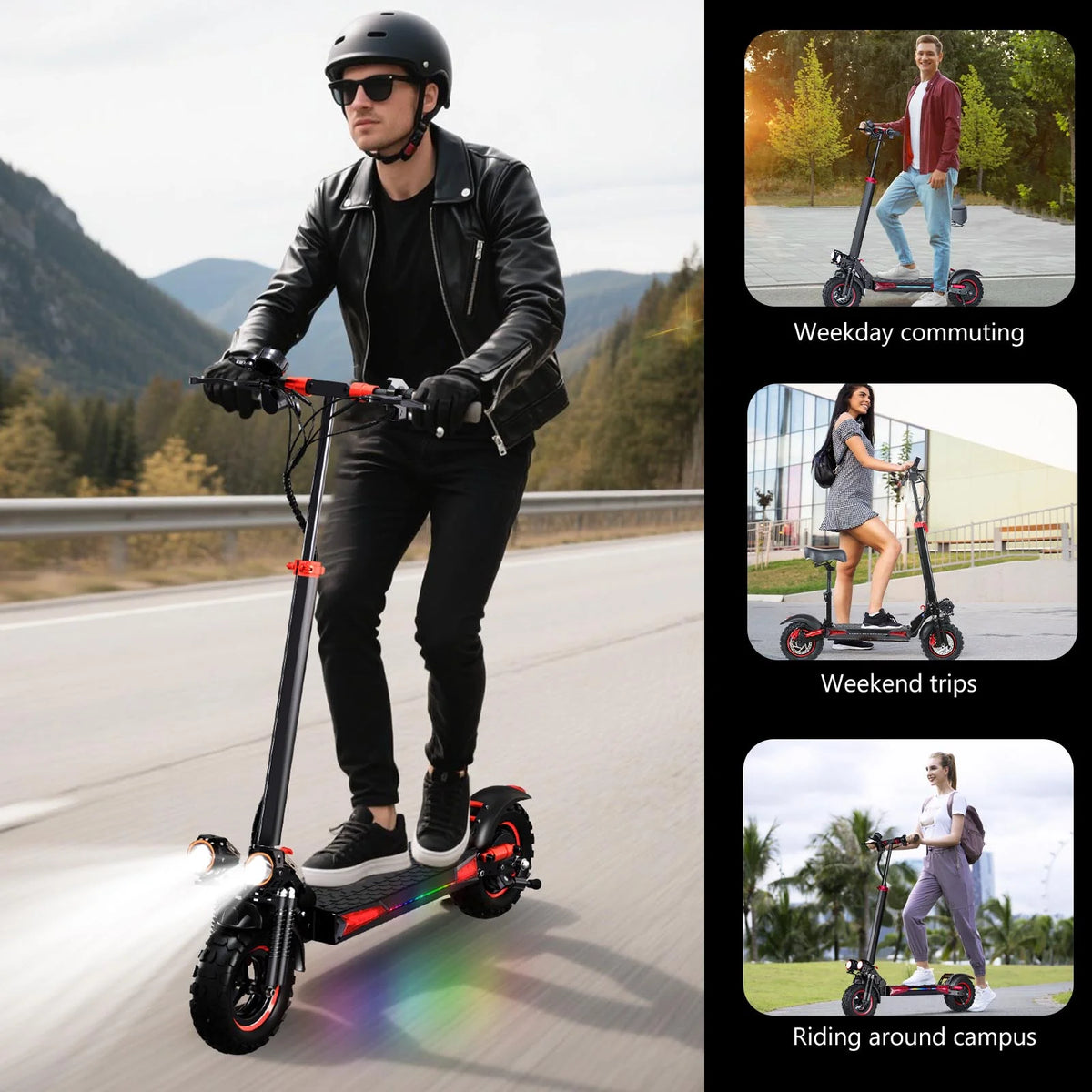 MIWEN 11'' Offroad Electric Scooter for Adult with Seat��1200W Motor up to 34MPH,30-34Miles Long Range Fast Electricscooter��48V 21Ah Foldable Escooter