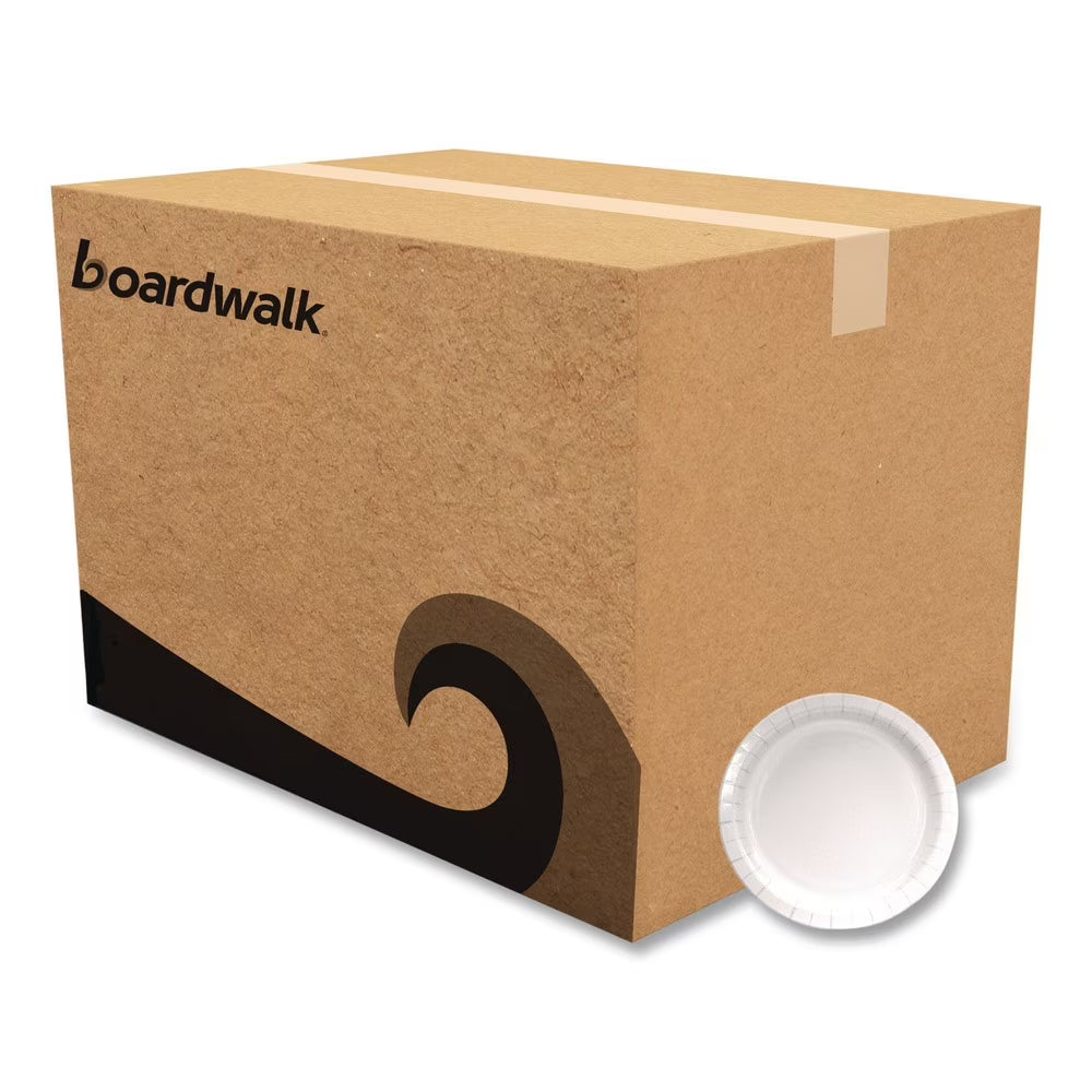 Boardwalk Paper Dinnerware, Plate, 9" Diameter, White, 1,000/Carton