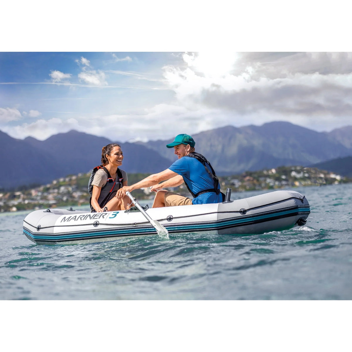Intex Mariner 3, 3-Person Inflatable River/Lake Dinghy Boat & Oars Set