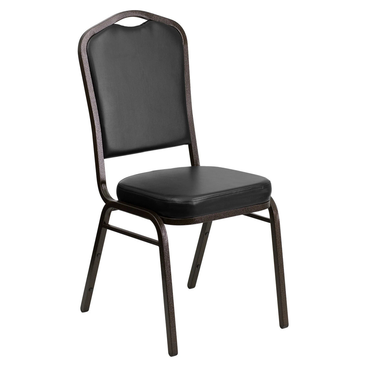 Emma + Oliver 4 Pack Crown Back Stacking Banquet Chair in Navy Vinyl - Silver Vein Frame