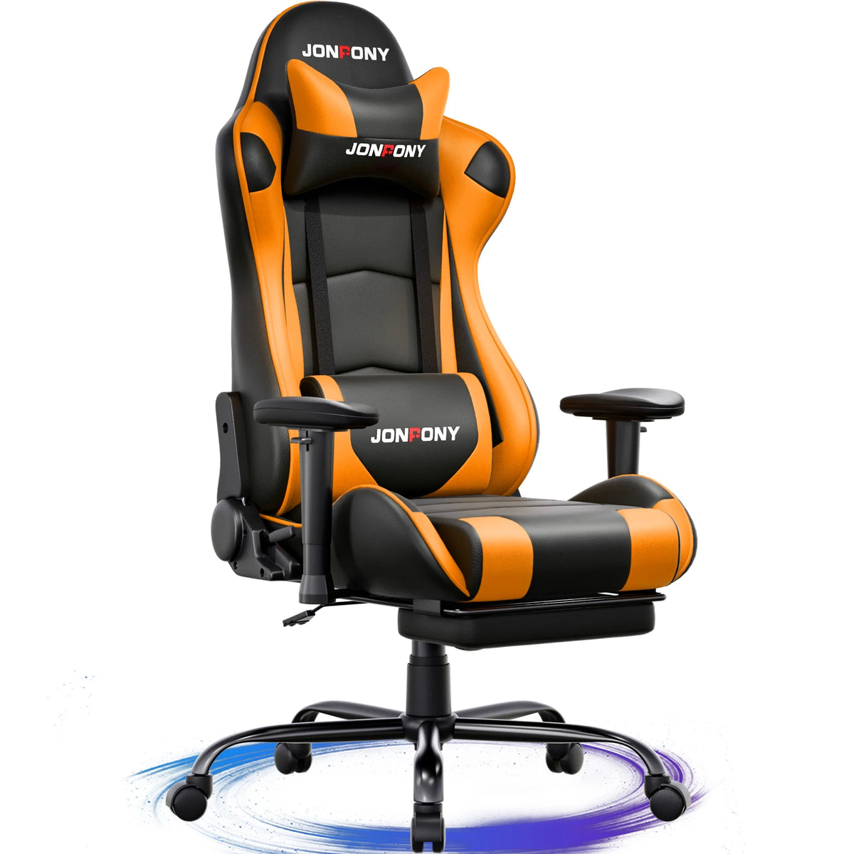 JONPONY Big and Tall 500LBS Gaming Chair, Ergonomic Design, Gamer Chair PU Leather with Footrest and Lumbar Support, High Back Office Chair Support 8 Hours Long Sitting,Red Computer Chair,Red