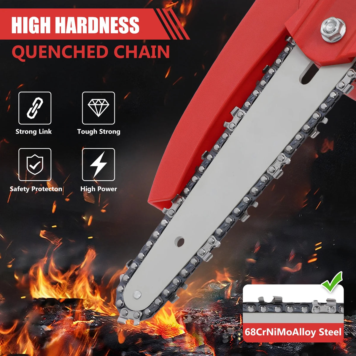 2-in-1 Brushless Cordless Pole Saw,6in + 8in Mini Chainsaw & Pole Saw with 2pcs 2.0A Batteries, 13.6ft Max Reach Brach Tree Saw Telescoping Extension Rod for Wood Tree Trimming Wood Cutting��Red