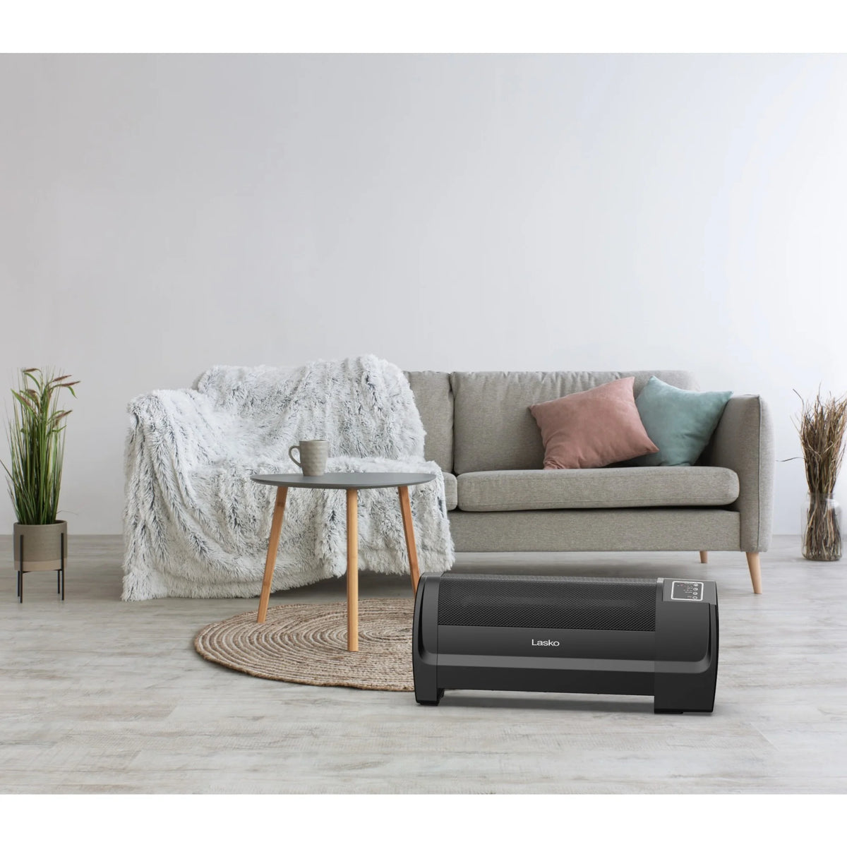 Lasko 12" 1500 Watt Low Profile Silent Space Heater with Timer, Black, RL12720
