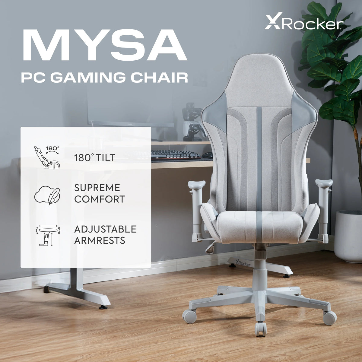 X Rocker Mysa PC Gaming Chair with Lumbar Support, Pink