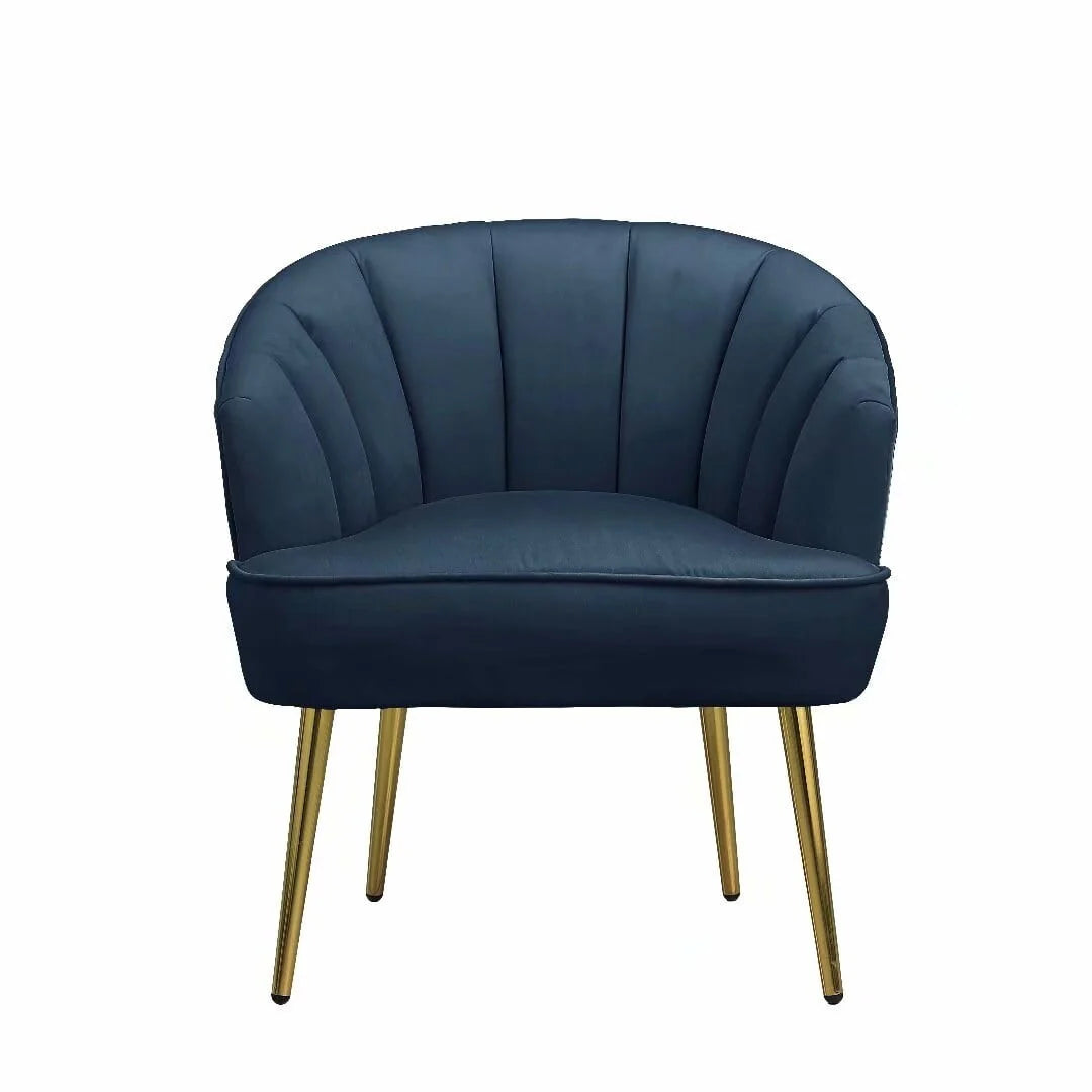 Manufacturer Name Morden Fort Glam Velvet Barrel Carter Chair with Golden Legs Blue