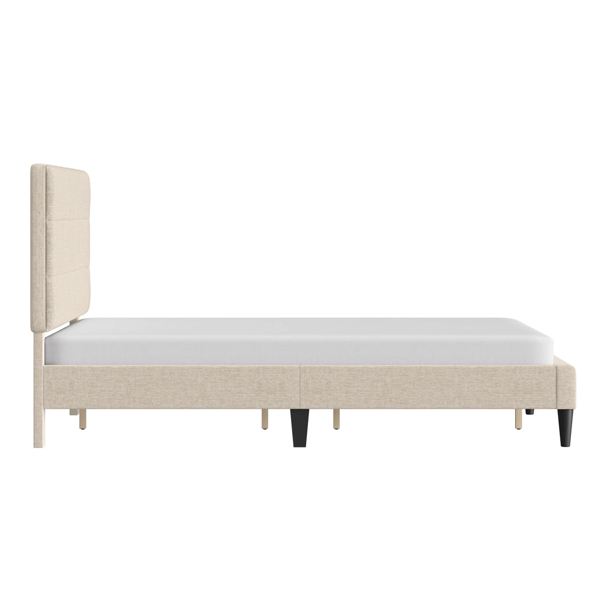 Mainstays Hillside Square Tufted Upholstered Full Platform Bed, Ivory Fabric