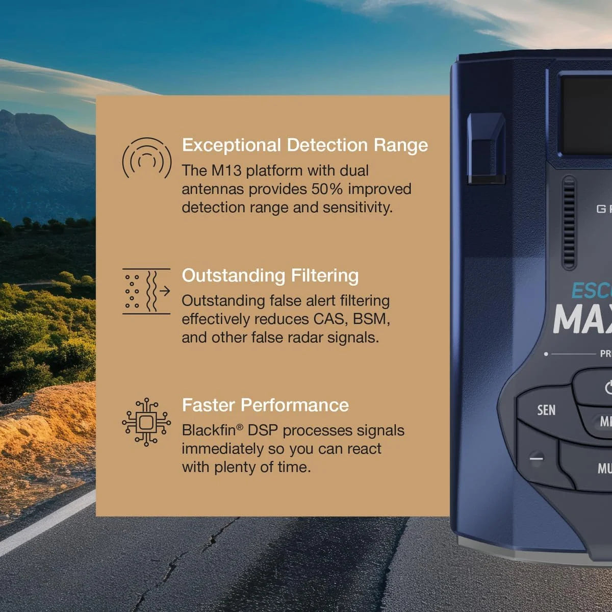 Escort MAX 360 MKII Bluetooth Radar Detector (Blue Edition), 360�� Awareness, Exceptional Range, Apple CarPlay & Android Auto