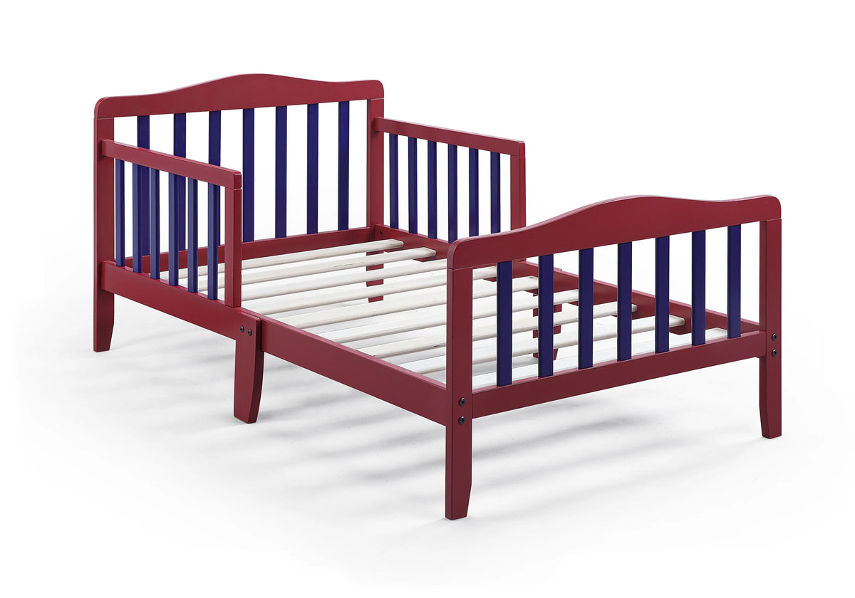 Olive & Opie Twain Toddler Bed, Red/Blue Finish