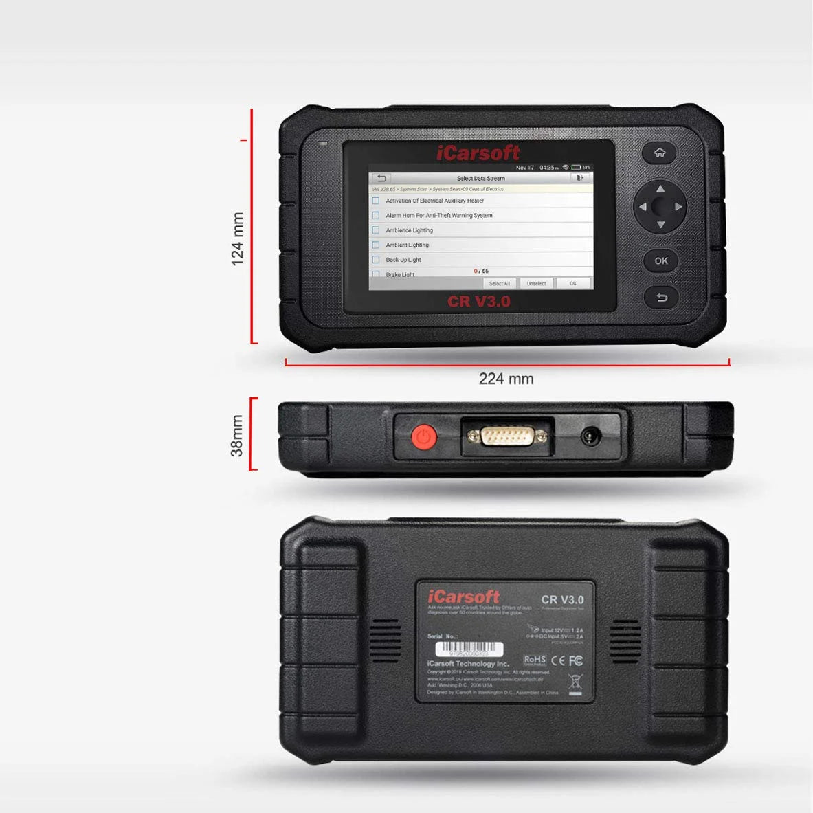 Icarsoft CRV3.0 Automotive Diagnostic Tool with Code Reader, Android OS, Touch Screen