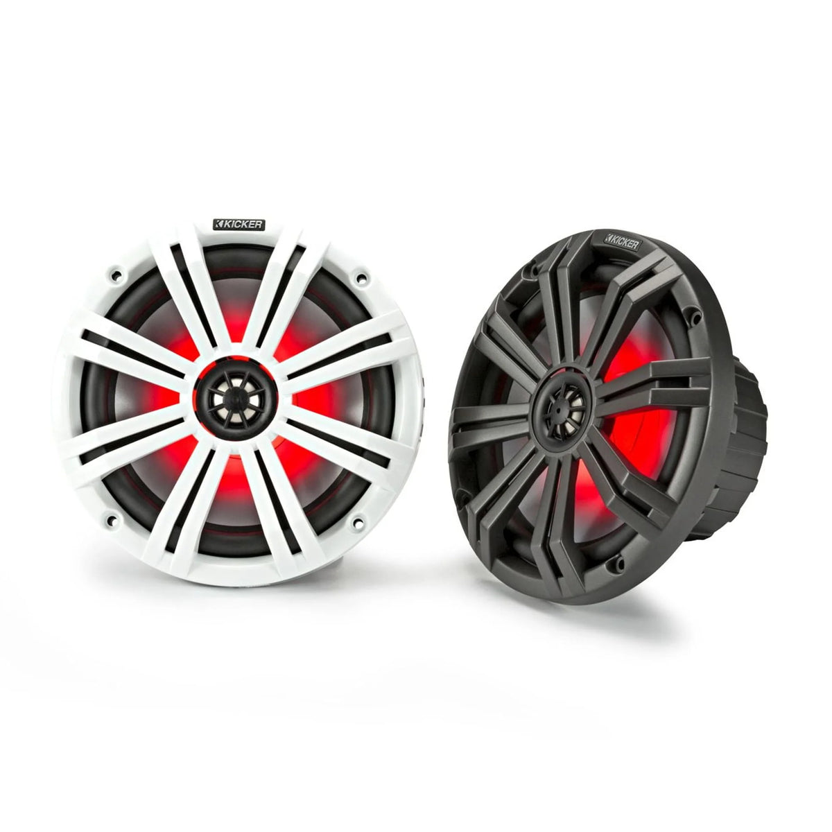Kicker Marine Amplifier Speaker Bundle 8" LED Speaker (2 Pair) with 4 Channel Amp