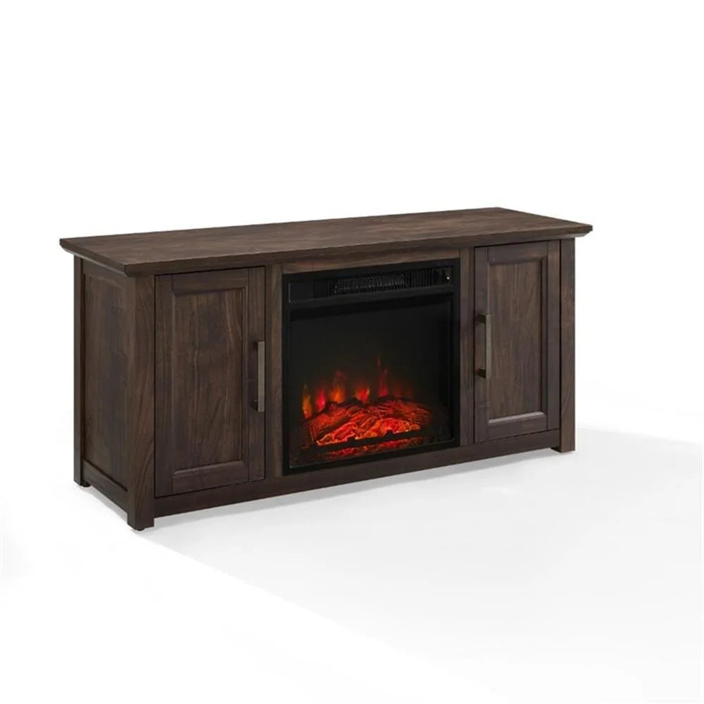 Crosley Furniture Camden 48" Low Profile Tv Stand W/Fireplace Dark Walnut