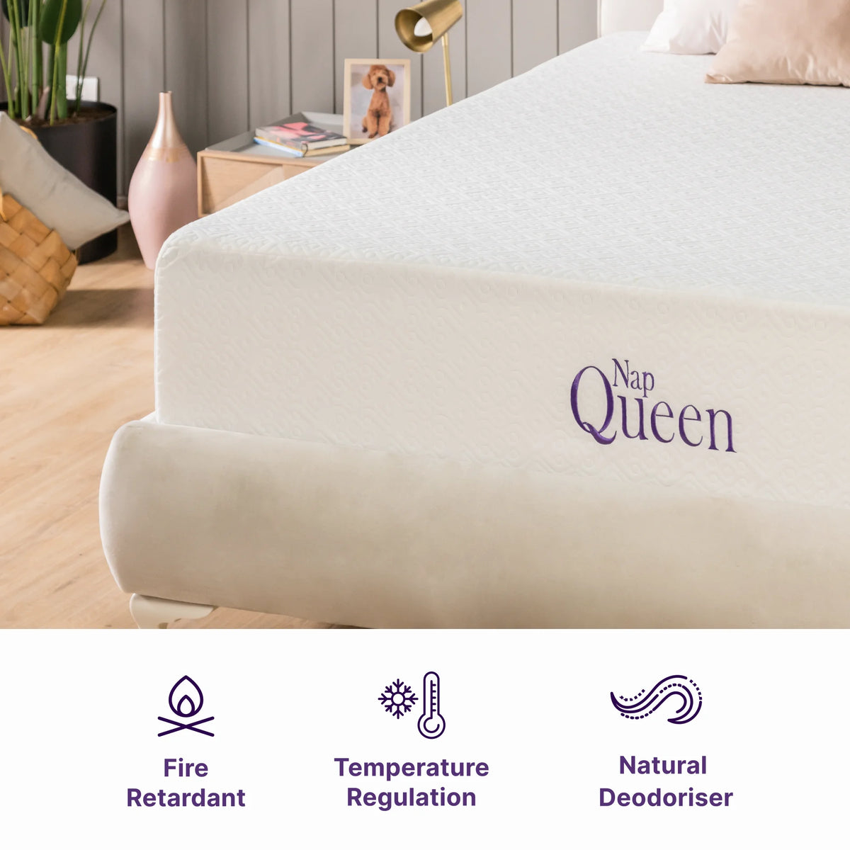 NapQueen Elizabeth 8" Full Mattress, Cooling Gel Infused Memory Foam, Bed in a Box, Adult
