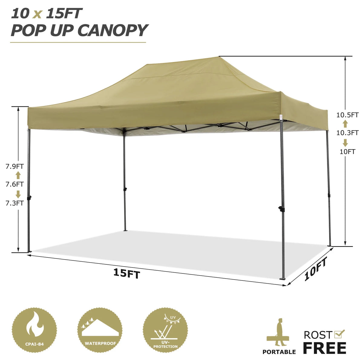 COBIZI 10x10 Heavy Duty Pop-up Canopy Tent for Outside, UPF 50+ Waterproof and Instant Outdoor Shelter, Outdoor Canopy for Beach,Party,Camping with Rope,Stake and Carrying Bag,White(Frame Thickened)
